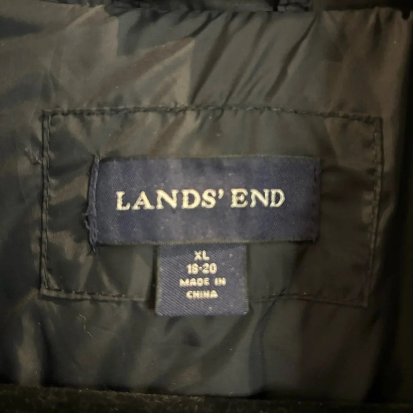 LAND’S END Sz XL Goose Down Many Pockets Funnel Neck Zipper Puffer  Coat Jacket - Picture 7 of 12